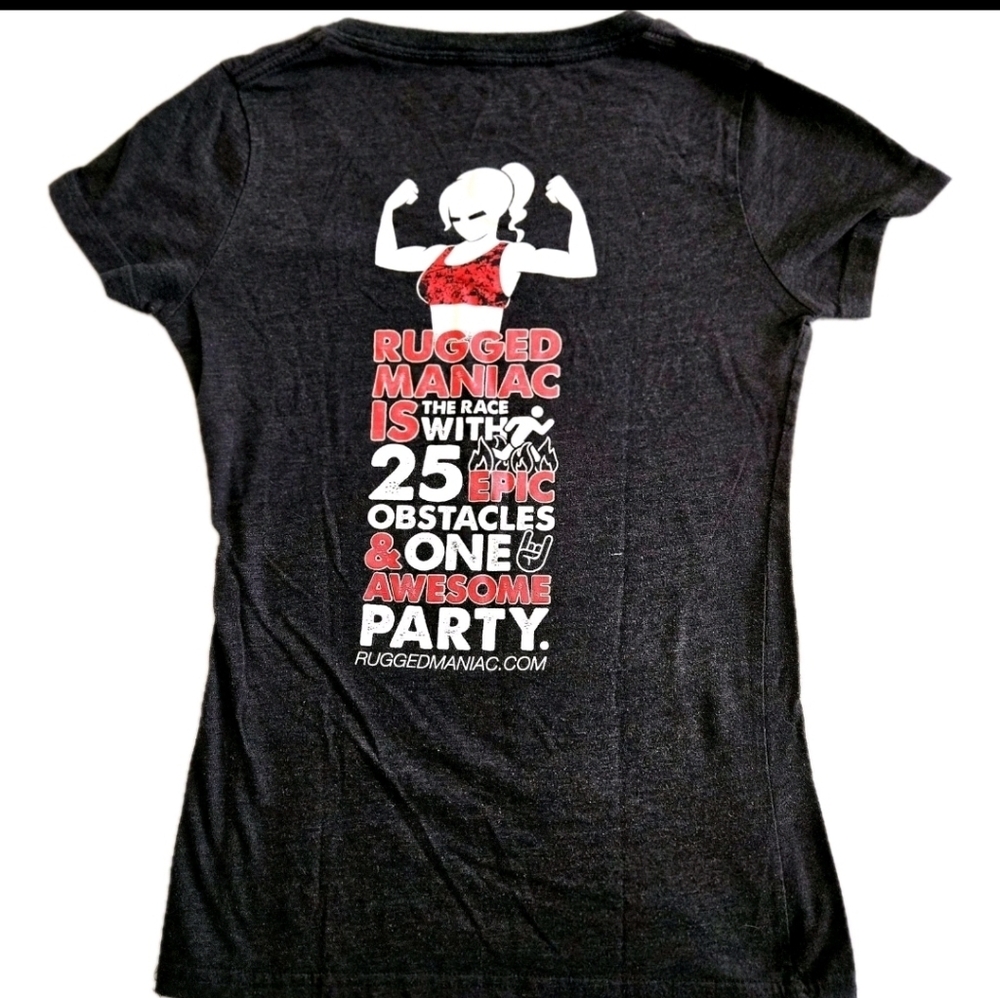 Rugged Maniac Black T-shirt Fitness Athletic Cap Sleeve Activewear Training / S